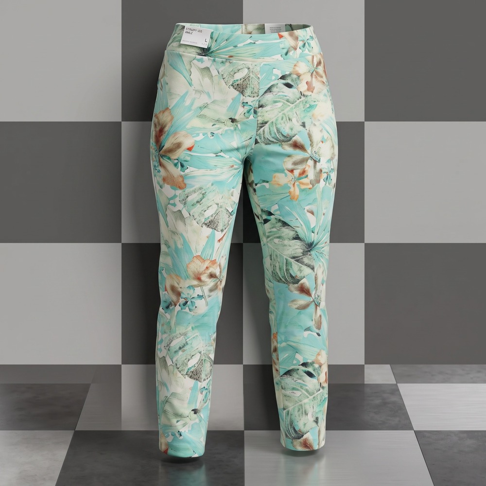 Soft Surroundings Tropical Floral Ankle Pants Pull On Straight Leg Women L NWT